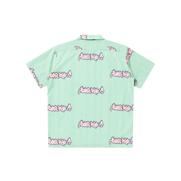 BEEZ-EYE-P STRIPED OPEN COLLAR SHIRT GREEN
