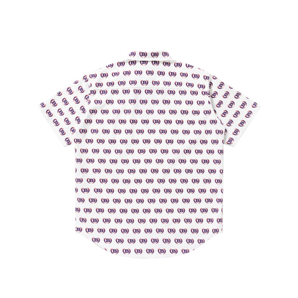Winged Logo Patterned Short Sleeve Shirt, White