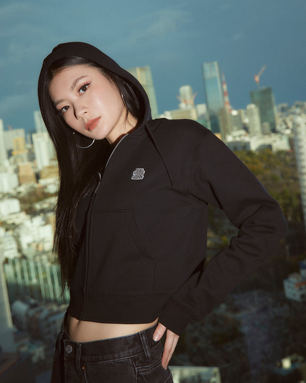 SMALL OG LABEL ZIP HOODIE BLACK