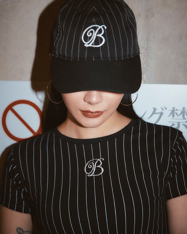 STRIPED B EMBLEM CAP