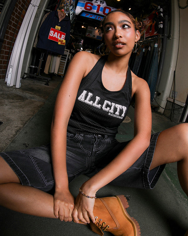 ALL CITY MESH HALTER NECK BLACK