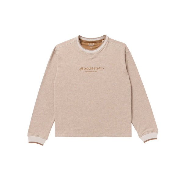BEEZ-EYE-P SCRIPT LOGO LIGHT-WEIGHT CREW SWEAT BROWN