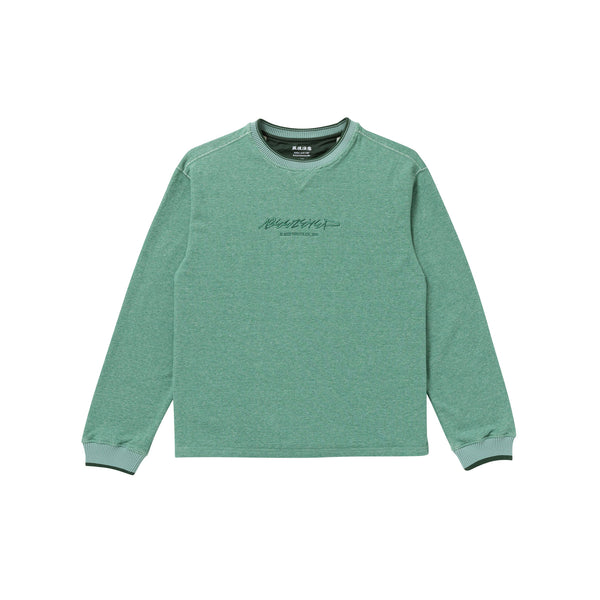 BEEZ-EYE-P SCRIPT LOGO LIGHT-WEIGHT CREW SWEAT GREEN