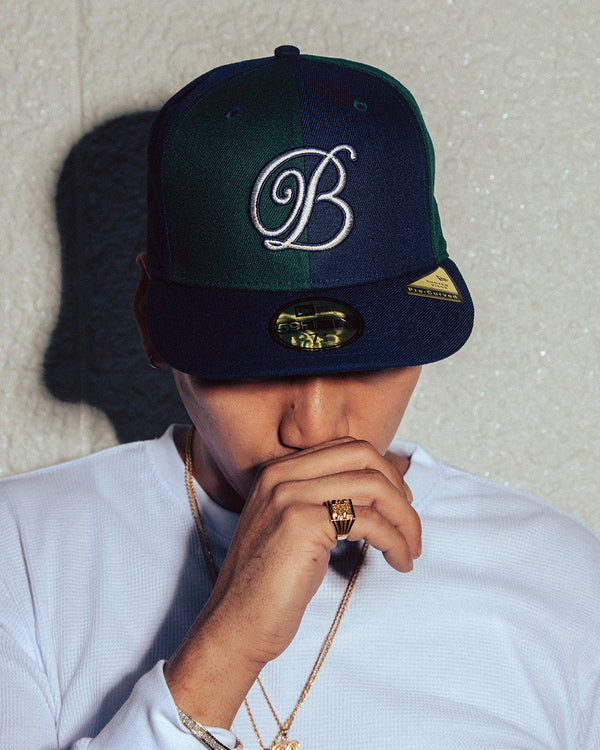 B EMBLEM NEW ERA CAP NAVY/GREEN