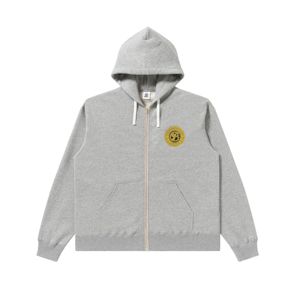 B EMBLEM ZIP HOODIE HEATHER GRAY