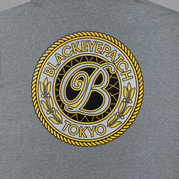 B EMBLEM ZIP HOODIE HEATHER GRAY