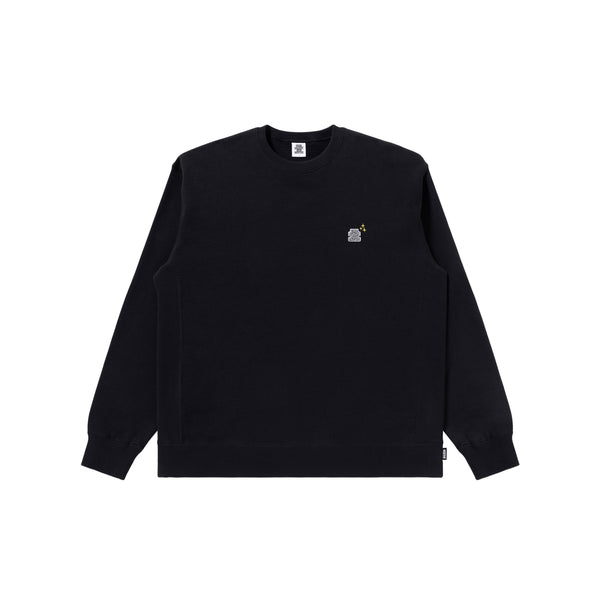 SMALL OG LABEL DECO CREW SWEAT BLACK