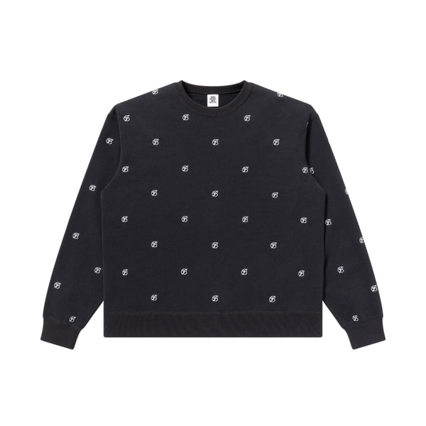 B EMBLEM PATTERNED CREW SWEAT BLACK