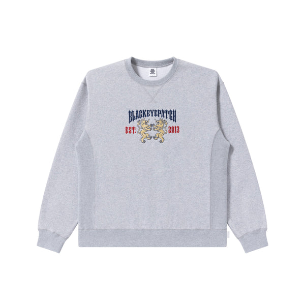 HERALDIC COLLEGE CREW SWEAT HEATHER GRAY