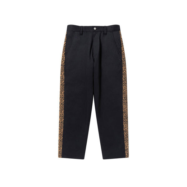 LEOPARD BORDERED WORK PANTS BLACK