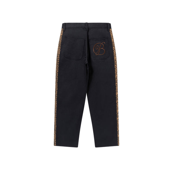 LEOPARD BORDERED WORK PANTS BLACK