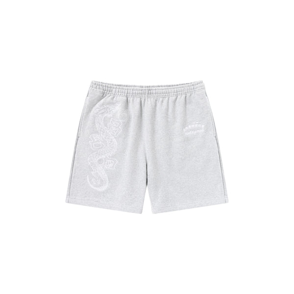 CHINATOWN DRAGON SWEAT SHORTS HEATHER GRAY