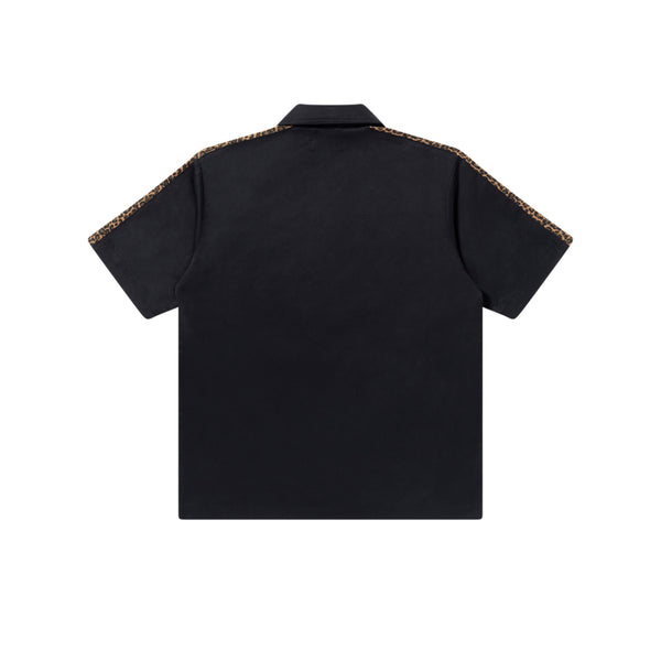 LEOPARD BORDERED S/S WORK SHIRT BLACK