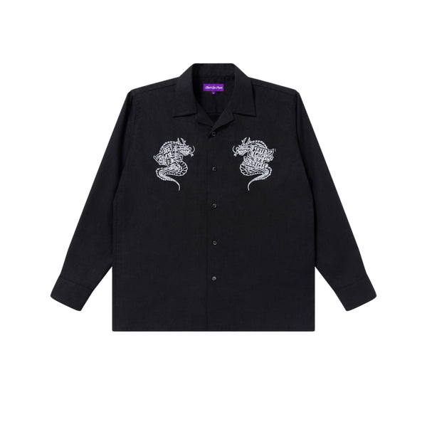 DRAGONS L/S LINEN SHIRT BLACK