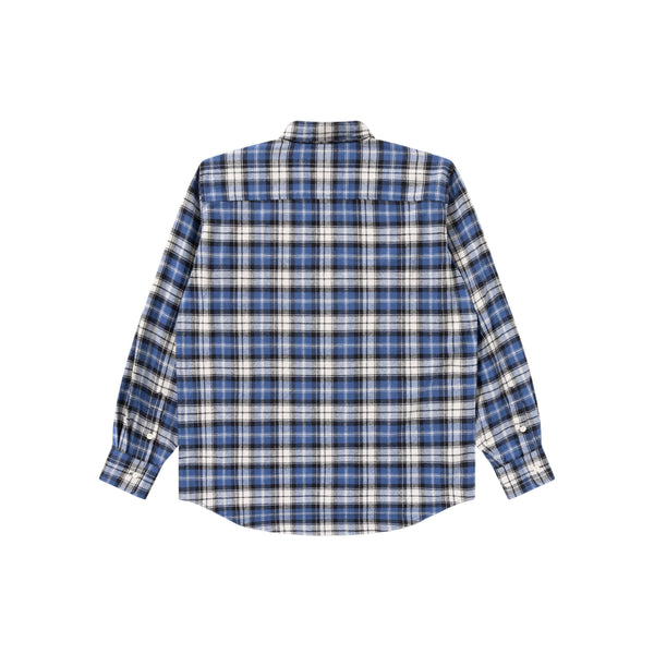 B EMBLEM FLANNEL SHIRT BLUE