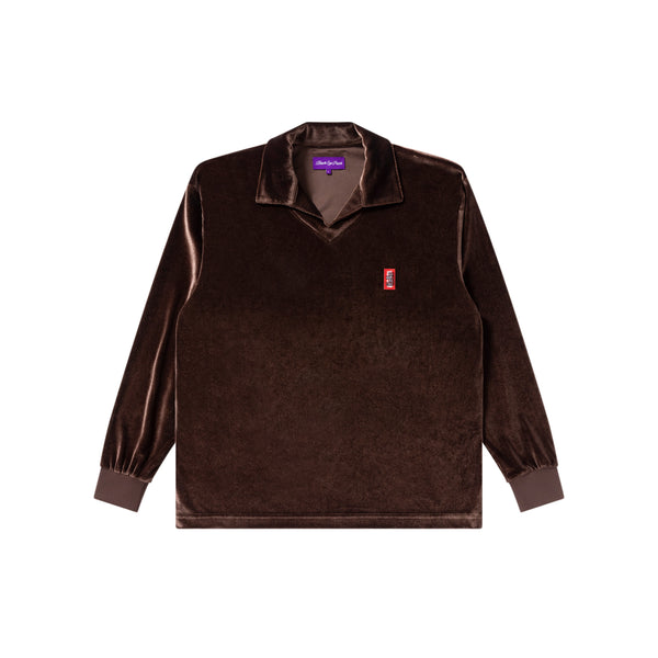 SMALL HWC COLLARED VELOUR PULLOVER BROWN