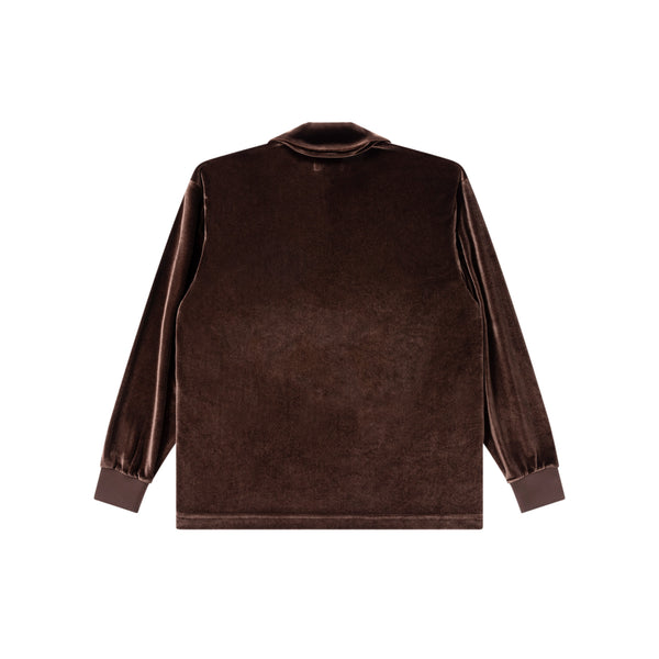 SMALL HWC COLLARED VELOUR PULLOVER BROWN