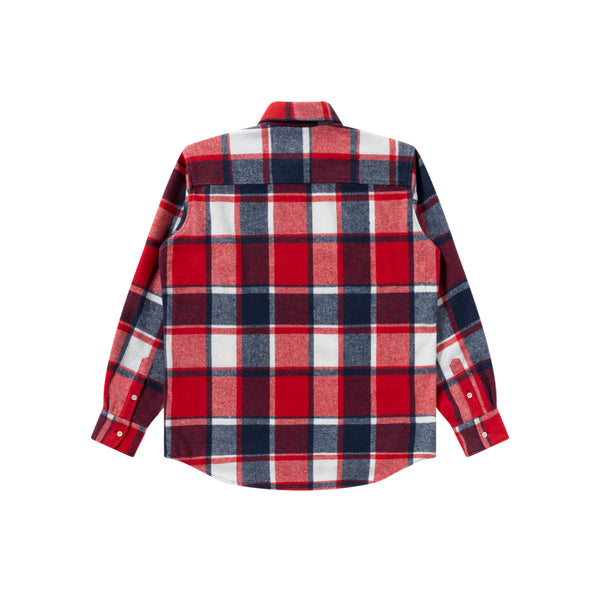 B EMBLEM CHECKED FLANNEL L/S SHIRT