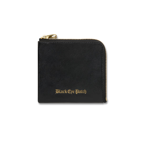 OE LOGO LEATHER ZIP WALLET BLACK