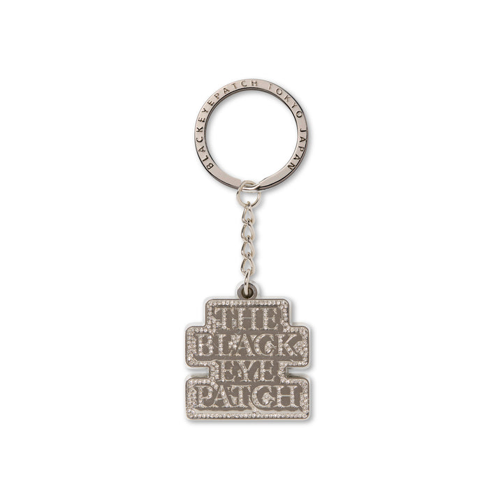 RHINESTONED OG LABEL PLATED KEYCHAIN SILVER