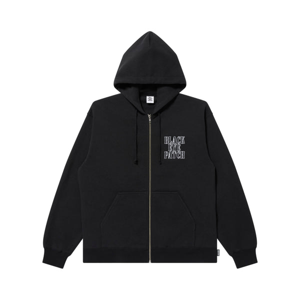 STENCIL LOGO EMBROIDERED ZIP HOODIE BLACK