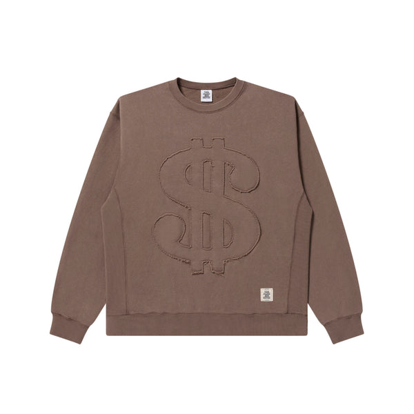 DOLLAR SIGN PIGMENT CREW NECK BROWN