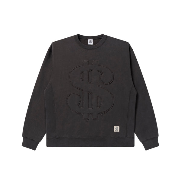 DOLLAR SIGN PIGMENT CREW NECK CHARCOAL