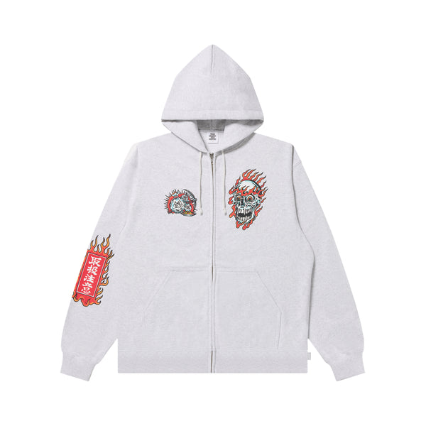 UE SKULL MONEY DRAGON ZIP HOODIE ASH