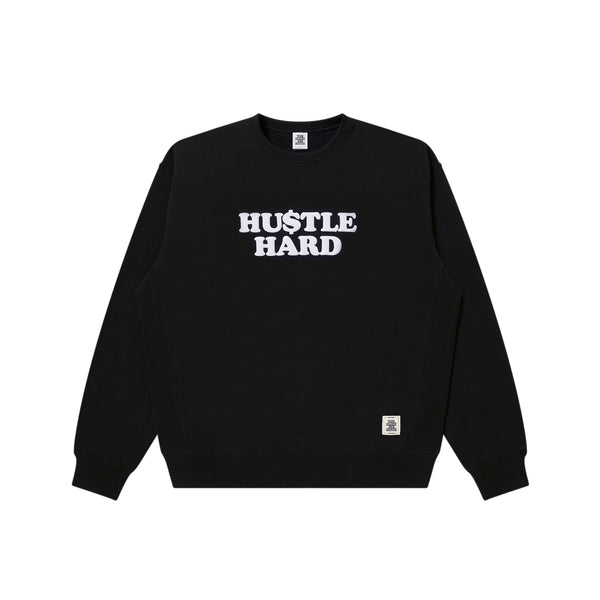 HUSTLE HARD CREW SWEAT BLACK