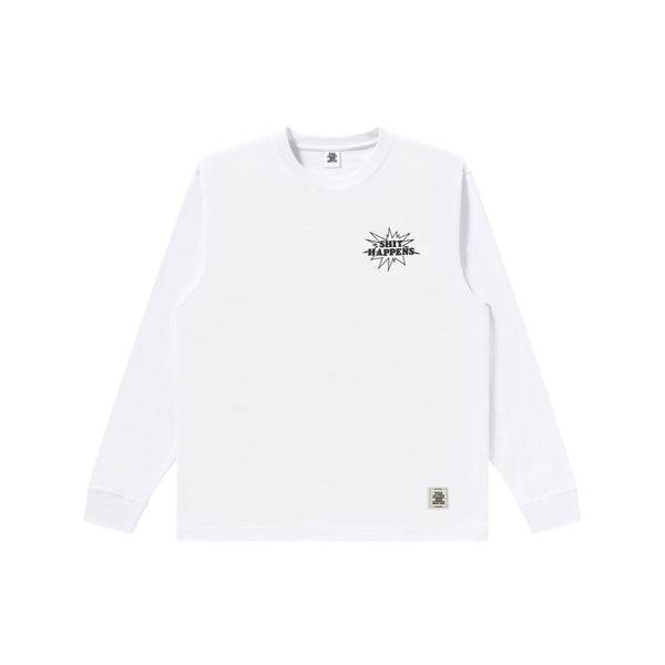 SHIT HAPPENS Long Sleeve T-Shirt (White)