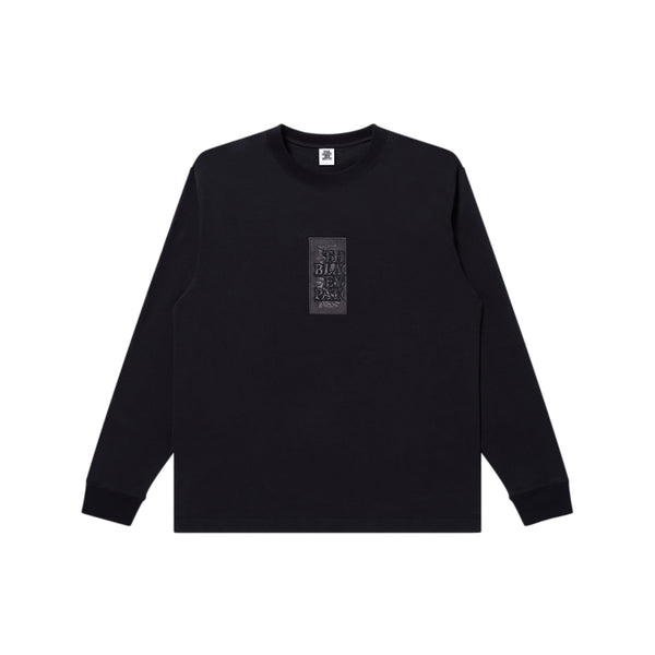 HWC Same Color Embroidered Long Sleeve T-Shirt, Black