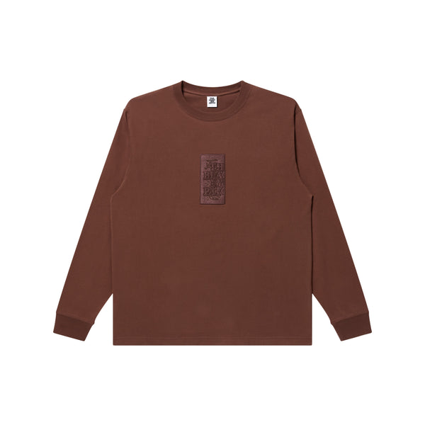 HWC Same Color Embroidered Long Sleeve T-Shirt, Brown