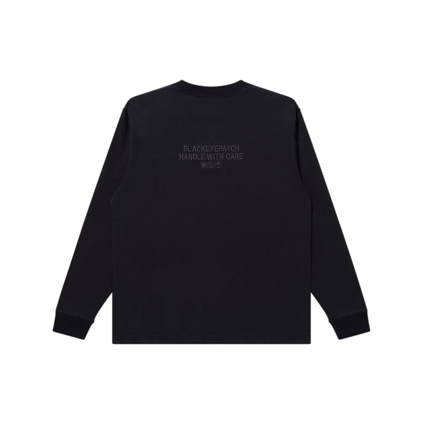 HWC Same Color Embroidered Long Sleeve T-Shirt, Black