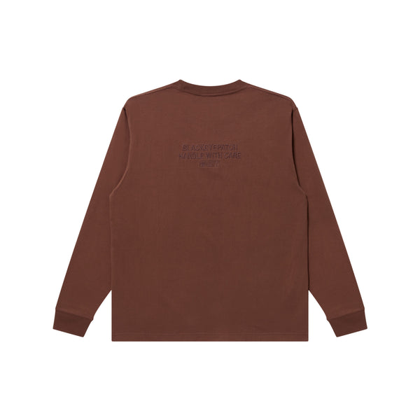 HWC Same Color Embroidered Long Sleeve T-Shirt, Brown
