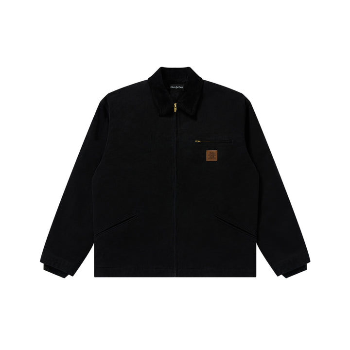 LEATHER PATCHED DUCK JACKET BLACK