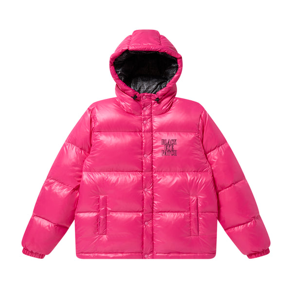 STENCIL LOGO HOODED DOWN JACKET PINK