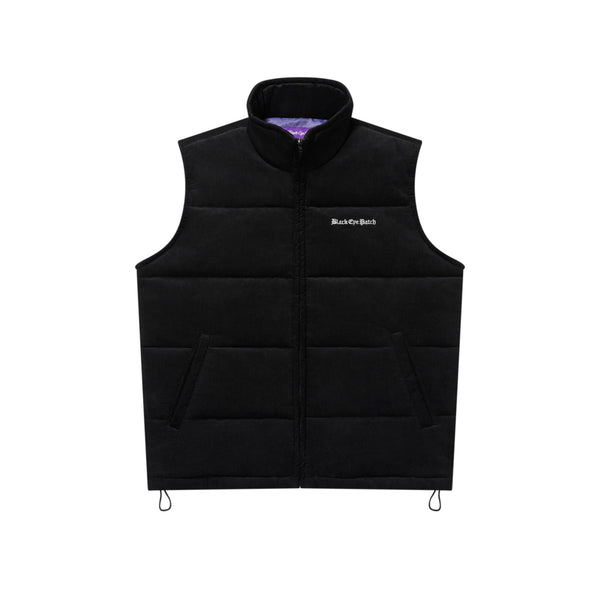 OE LOGO CORDUROY PUFFER VEST BLACK