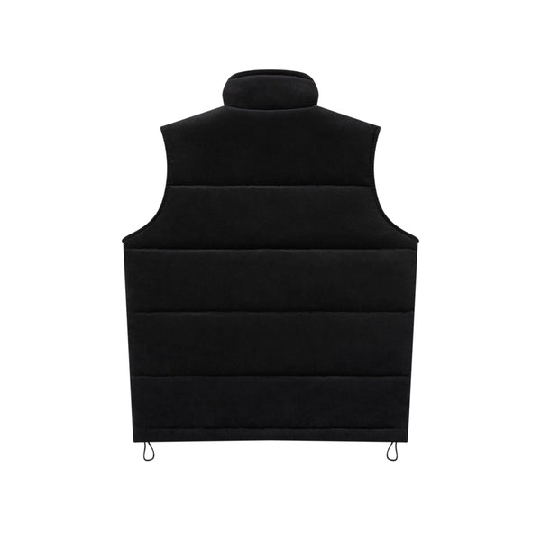 OE LOGO CORDUROY PUFFER VEST BLACK