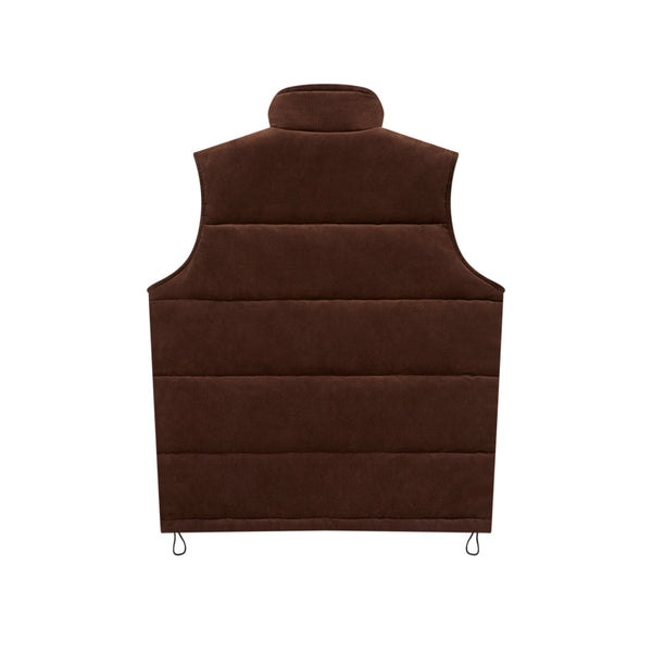 OE LOGO CORDUROY PUFFER VEST BROWN