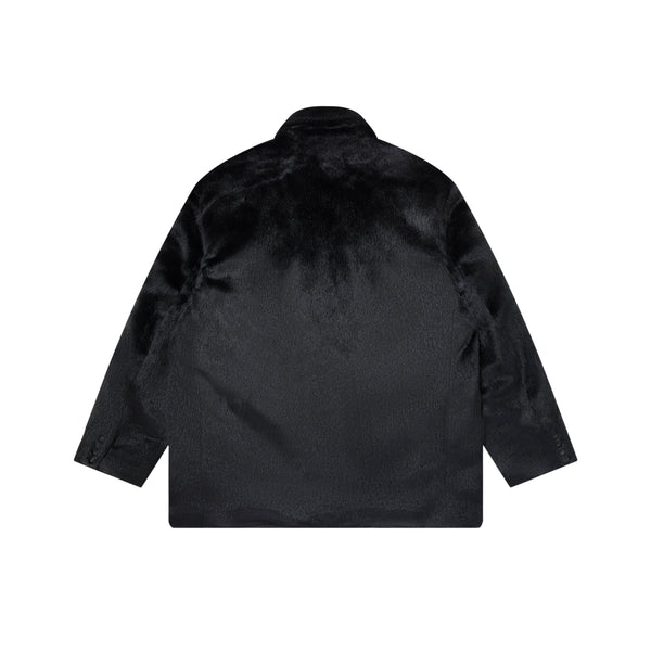 B EMBLEM FAUX FUR TAILORED JACKET BLACK