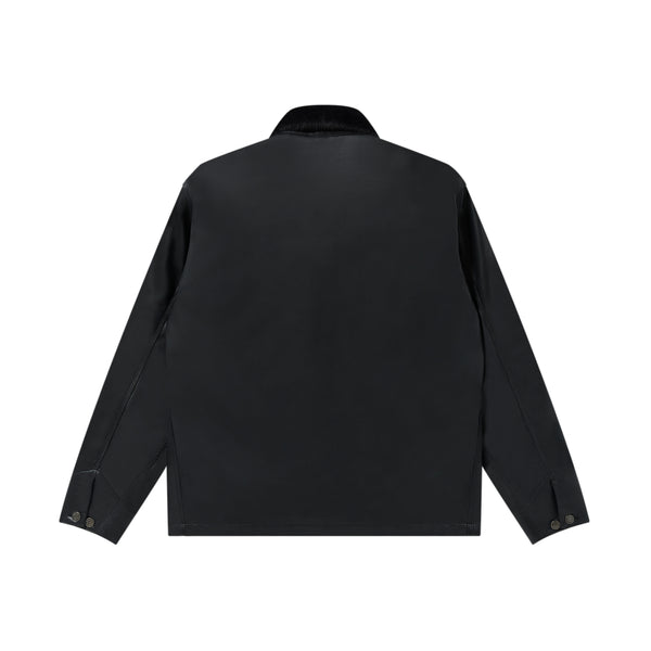 OG LABEL FAUX LEATHER COVERALL JACKET BLACK