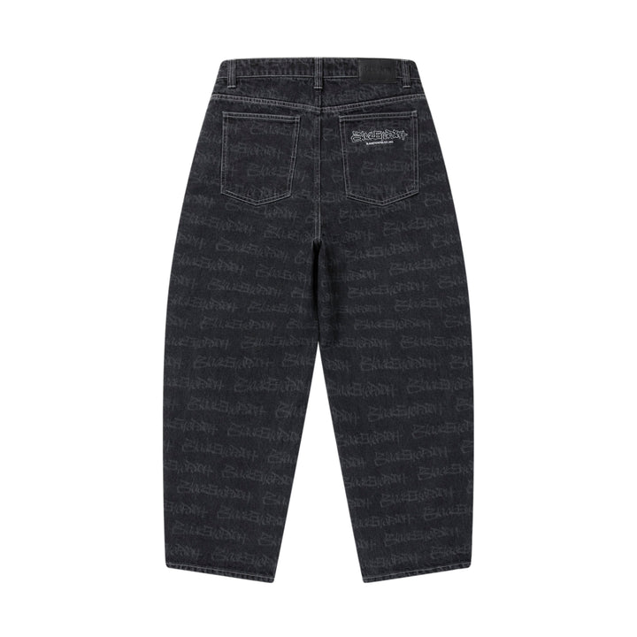 FASTHAND SCRIPT PATTERNED EXTRA BAGGY JEANS BLACK