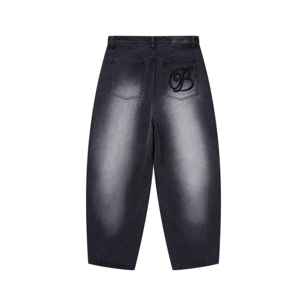 B Emblem Extra Baggy Jeans, Black