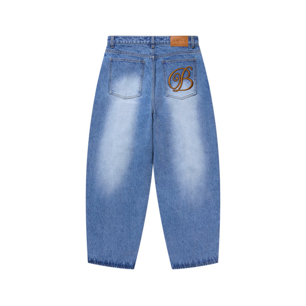 B Emblem Extra Baggy Jeans, Indigo