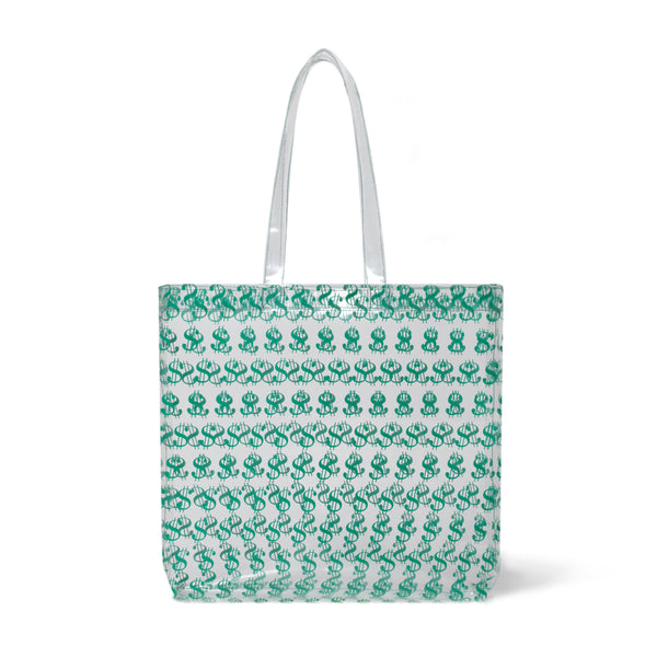 DOLLAR PATTERNED BAGGIE PVC TOTE