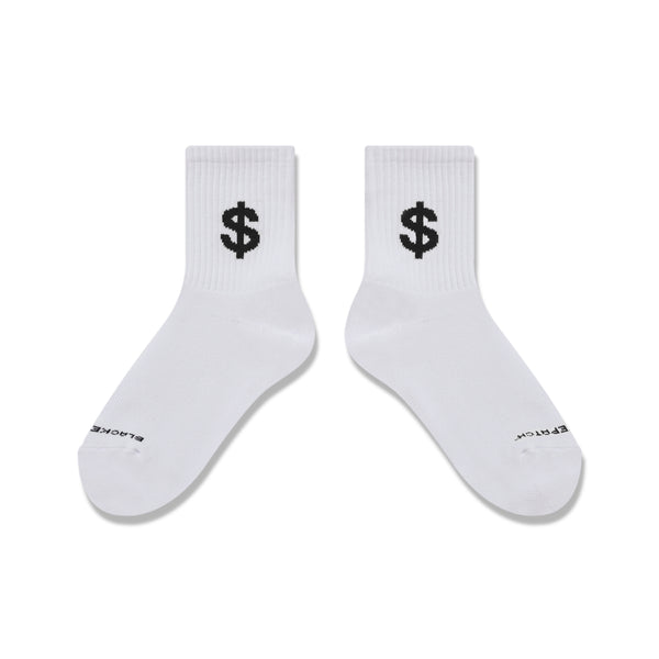 DOLLAR SIGN SHORT SOCKS WHITE