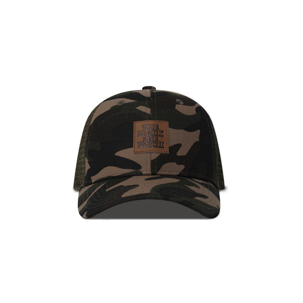 LEATHER PATCHED MESH CAP DARK CAMO