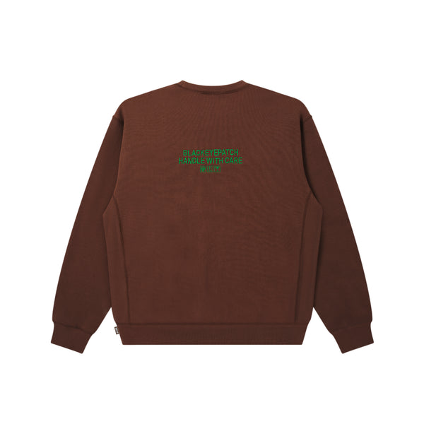 HWC LABEL CREW SWEAT BROWN