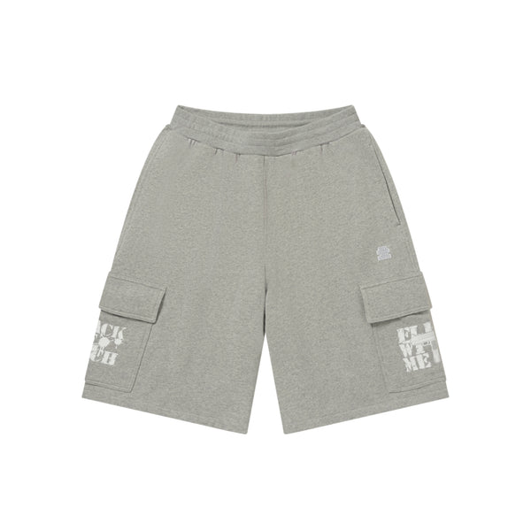 FWM YOKO LOGO SWEAT CARGO BAGGY SHORTS HEATHER GRAY