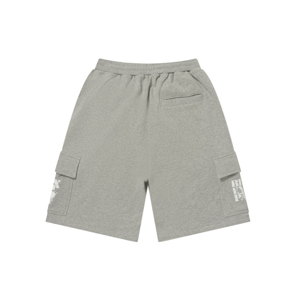 FWM YOKO LOGO SWEAT CARGO BAGGY SHORTS HEATHER GRAY